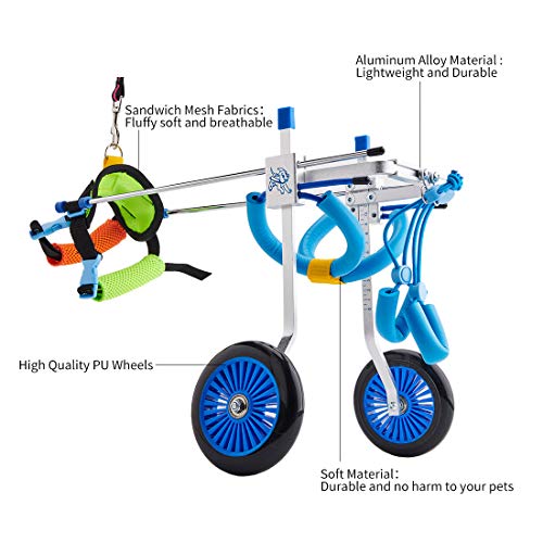 BEETLA Adjustable Pet Wheelchair for Small Dog Cat/Doggie/Puppy Walk, 2 Wheels Cart Pet Wheelchair for Handicapped Hind Legs (XS-1:Height: 7.48"-13.78", Hip Width: 5.51"-8.66") - Thumbnail 3