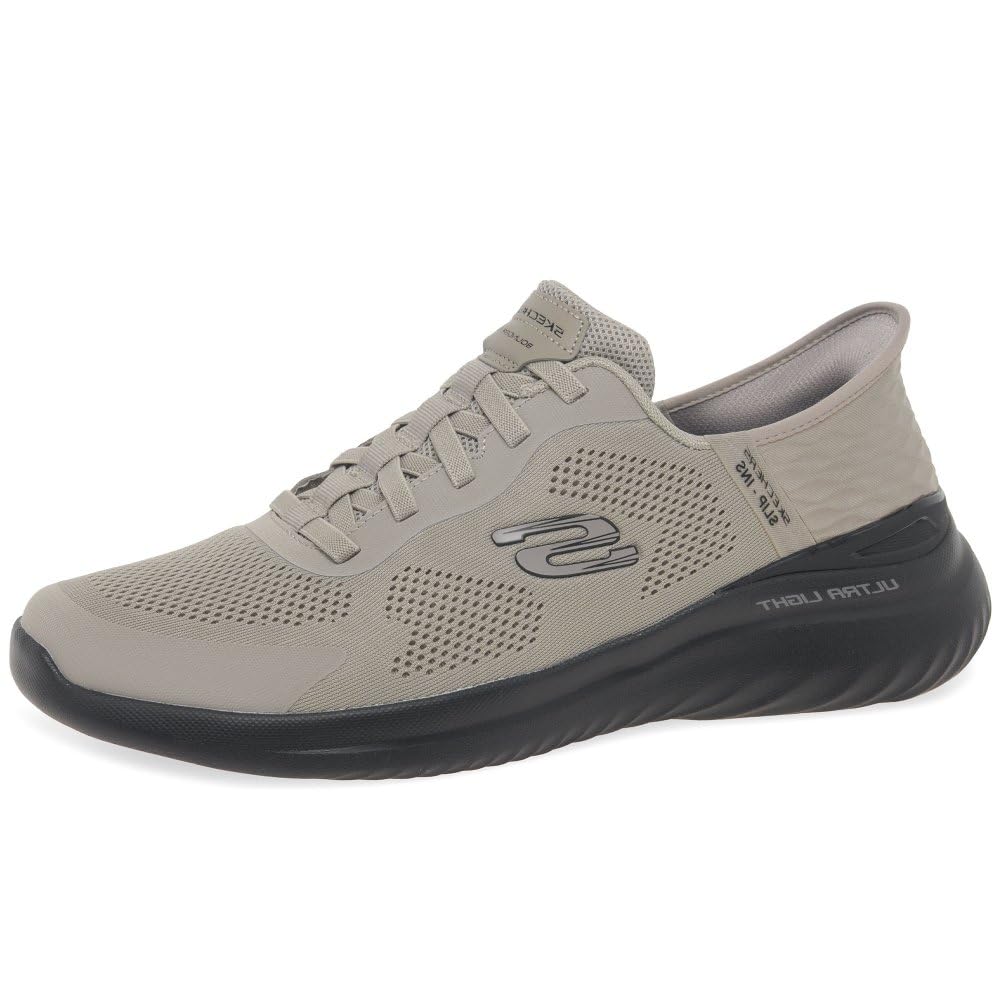 Skechers Men's Bounder 2.0 Emerged Slip-in Trainers, Taupe Mesh/Synthetic/Black Trim, 8.5 UK