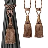 BEL AVENIR Curtain Tiebacks Handmade Holdbacks for Curtains Drape Decorative Tie Backs with Tassels(Coffee, 2 Pack)