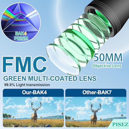 Image of PISEZ 20X50 Binoculars for Adults High Powered with Low Light Vision,Compact Large View Waterproof Binoculars for Bird Watching Hunting Concert Traveling Theater Opera Sightseeing