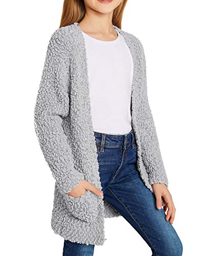 Luvamia Kids Cardigan Sweaters Girls Girls Soft Cardigan Light Cardigan Kids Cardigans Girls Dress Cardigan For Girls Glacier Gray Size Medium (6-7 Years) #TOP1
