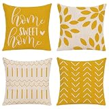 Impermeables Geometría Fundas de Cojín 60x60cm Funda Almohada Suave Amarillo Cojines Exterior Sillas Jardin para Oficina Jardín Cama Sofá Banco Interior o Exterior Juego de 4 Funda Cojin U-8943