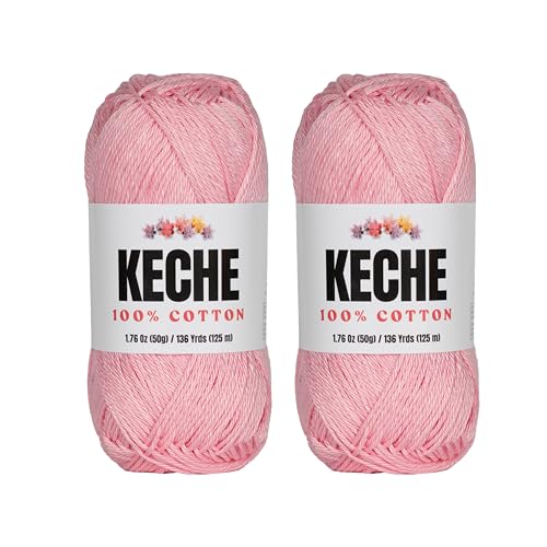 Image of Cotton Yarn - 100% Cotton Yarn for Crocheting and Knitting, Mercerized Cotton Amigurumi Yarn Fine-Sport 2 1.76 oz (50g) / 136 Yrds (125 m) 2 Skeins - Powder