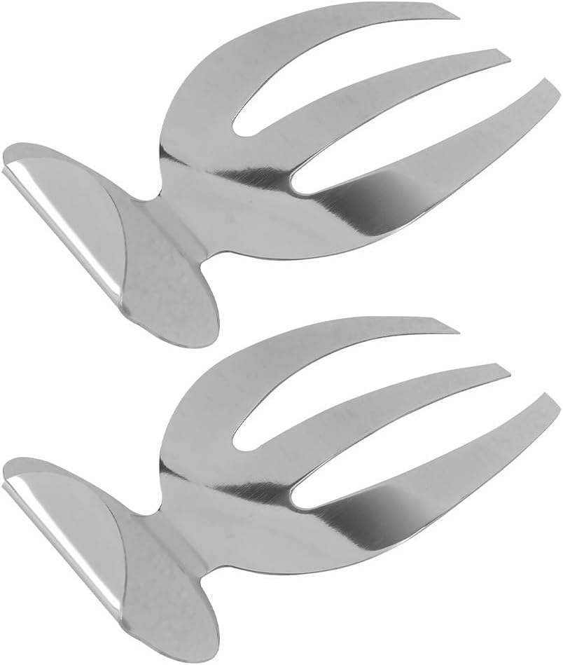 BESTOYARD 2Pcs Stainless Steel Salad Forks 3-Pronged Salad Claw Serving Utensils with Wide Handle Smooth Edges for Tossing Vegetables Fruit Home Dining Parties