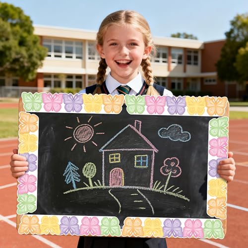 Image of BeYumi Pastel Butterfly Border Trim - 65ft Back to School Colorful Butterfly Rolled Border Trim Summer Pastel Butterflies Die-Cut Bulletin Board Set School Classroom Chalkboard Party Springtime Decor