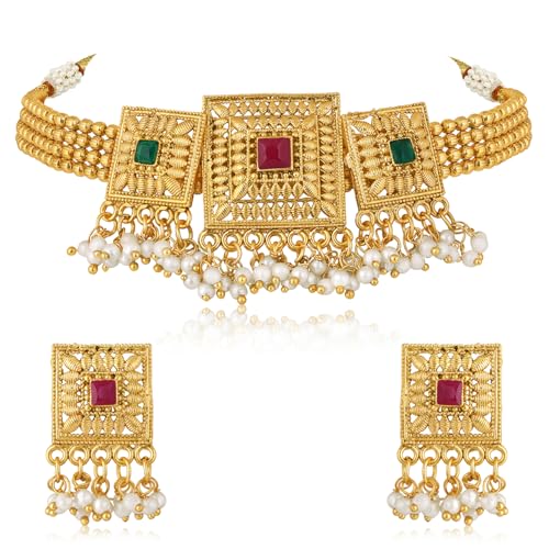 Image of Peora Gold Plated Bridal Jewellery Set with Kamarband Gift for Women Indian Traditional Ethnic Wedding