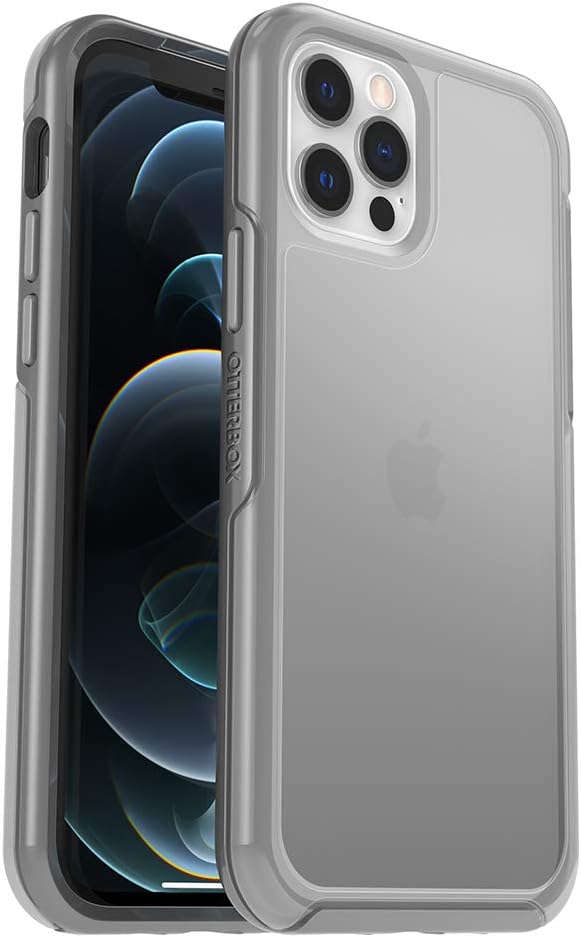 OtterBox iPhone 12 & iPhone 12 Pro Symmetry Series Case - Moon Walker (Frost White/Silver MET/Moonwalker Graphic), Ultra-Sleek, Wireless Charging Compatible, Raised Edges Protect Camera & Screen