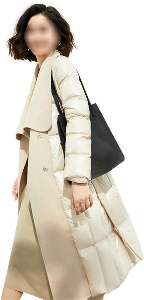 Women's Double-sided Woolen Patchwork Down Coat Jacket Warm Coat for Women