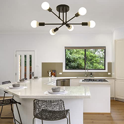 Image of Supvox 6-Light Hanging Lights for Living Room, Modern Metal Chandelier Light Fixture, Pendant Lights for Ceiling, Without E27 Bulb(Corded Electric)