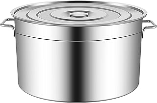 Ciężki garnek z pokrywą, garnek do mycia w zmywarce ze stali nierdzewnej, garnek indukcyjny, gruby i odporny na oparzenia, srebrny (rozmiar: 45 * 24 cm (34 l)) (45 * 24 cm (34 l))
