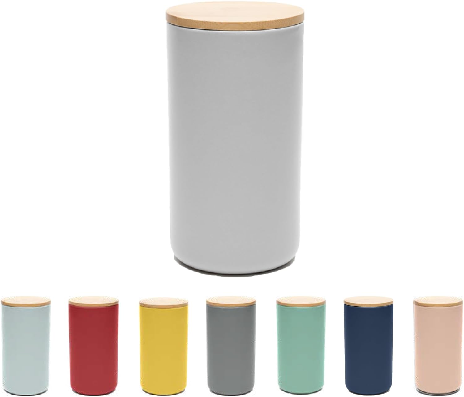 Waggo Simple Solid Ceramic Storage Jar for Pet Treats, Cookies, or Pantry Staples – Airtight Bamboo Lid, Modern Design, Durable Ceramic Container (4.5 Cups / 36 fl oz) (Cloud)