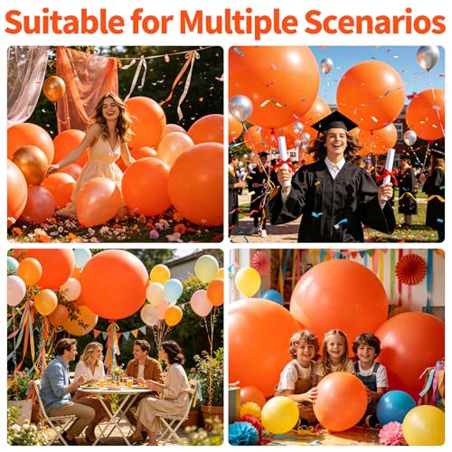 Image of 5Pcs Orange Big Balloons 36 Inch, Round Large Latex Party Balloons for Birthday Wedding Decorations