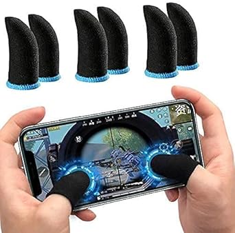 Pubg Anti-Slip Thumb Yellow Sleeve, Slip-Proof Sweat-Proof Professional Touch Screen Thumbs Finger Sleeve for Pubg Mobile Phone Game Gaming Gloves Made up of Rare Material 6 PCS (Pack of 3)