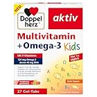 Doppelherz Multivitamin + Omega-3 Kids - 9 Vitamine plus Omega-3-Fettsäuren aus Seefischöl - 27 Gel-Tabs mit Tuttifrutti-Geschmack