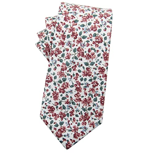 Image of Mantieqingway Men's Cotton Floral Neck Tie 2.56'' Printed Skinny Tie