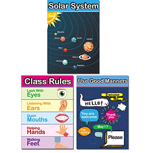 Large Size Educational Preschool Poster,Easy Read & Learn Design For Toddlers Kids Nursery Homeschool Kindergarten Classroom Playroom -Teach Alphabet, Numbers, Days, Colors And More (15 Pieces) #TOP6