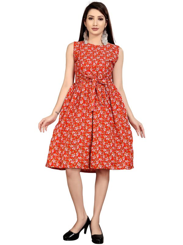 Image of Crepe Floral Print Kurti for Women, Knee Length Dress Dress, Wester Wear