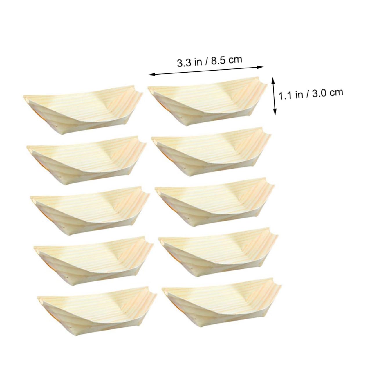 minkissy 150pcs Disposable Sushi Boat Serving Trays Grease Resistant Snack Containers for Appetizers Salads and Desserts Party Food Trays with Natural Design