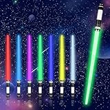 Moocuca Lichtschwert Kinder, Laserschwert Kinder, RGB 7 Farben Led Lightsaber mit Licht und Sound, Cosplay Spielzeug Einziehbares Laserschwert Kinder, Halloween Laserschwerter für Kinder