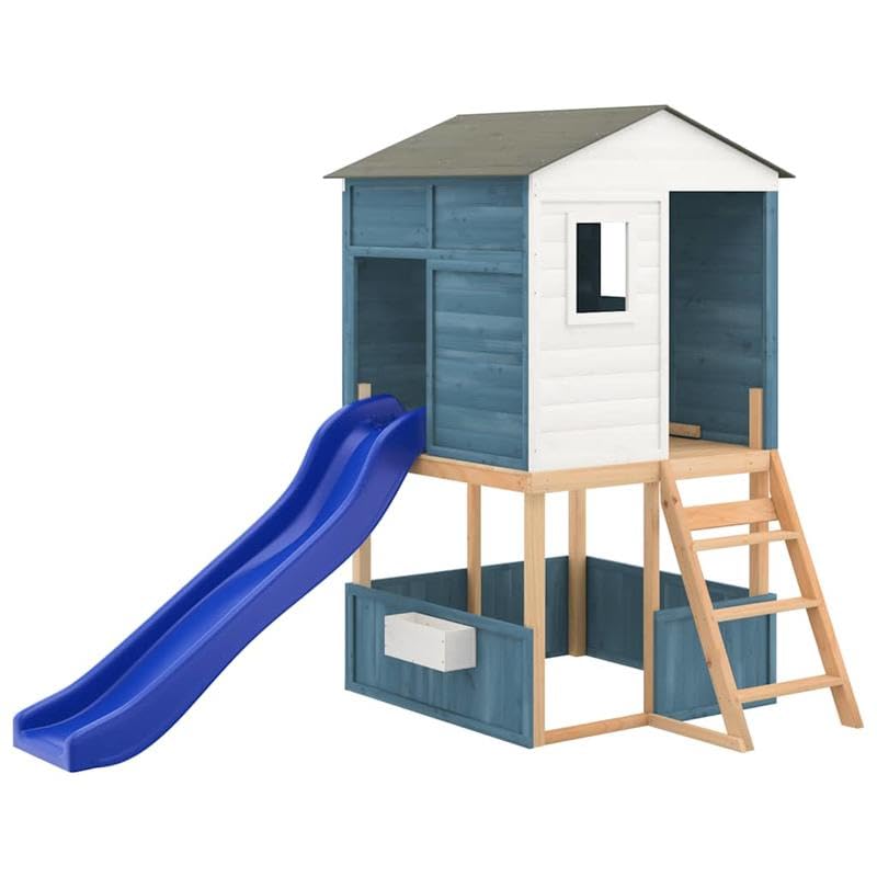 Spielturm aus Massivholz Tanne - Robuster Outdoor Spielturm für Kinder - Langlebiges Garten Spielzeug mit Rutschbahn und Kletterwand - Perfekt für Garten, Park oder Hinterhof