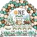 Kreatwow One Happy Camper Birthday Decorations Set Camping 1st Party Decorations Backdrop Tablecloth Safari Jungle Birthday Decorations Camping Themed Party Decorations Balloon Arch Kit Topper