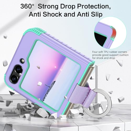Image of BENTOBEN for Samsung Galaxy Z Flip 6 5G Case with Ring, Heavy Duty 2 in 1 Full Body Rugged Galaxy Z Flip6 Case Girls Women Boy Men Shockproof Protection Cover for Samsung Z Flip 6 6.7 inch,Purple