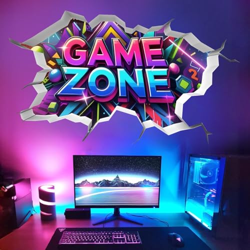 TOARTI 3D Gamer Wandtattoo Gaming Wandtattoo Kinderzimmer WandaufkleberJunge Teenager Game Zone Wandbilder Farbig Gamer Poster für… – Ansicht 2