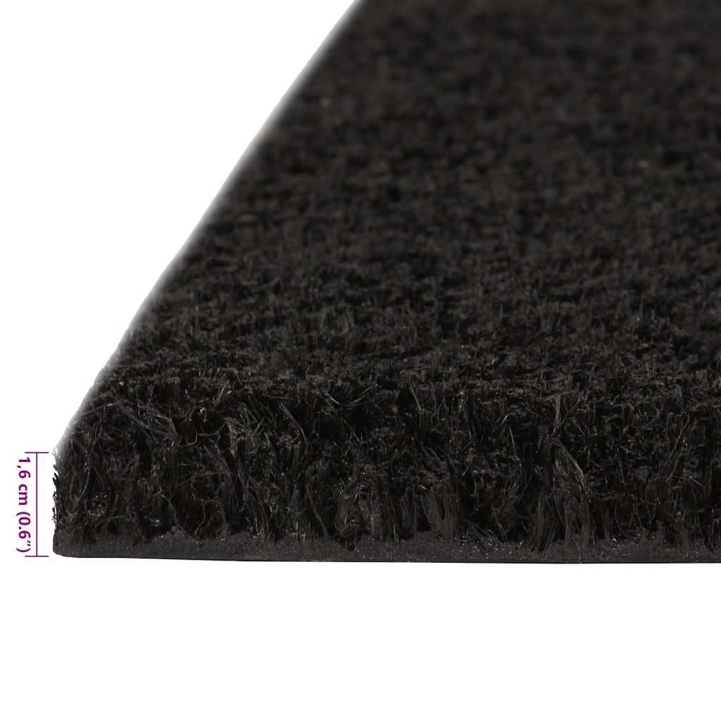Felpudo negro 40 x 60 cm fibra de coco con mechones antideslizante para entrada, porche, jardín, balcón, garaje, duradero, lavable, impermeable, para interior y exterior