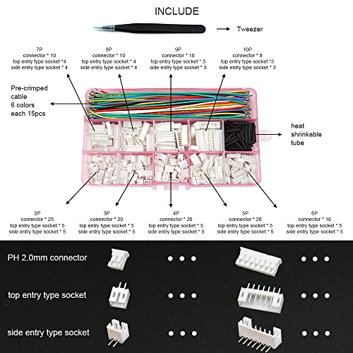 Kit de conectores sockets PH 2.0mm para cable compatible JST-PH miniatura 2