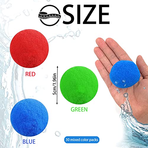 Wasserschlacht Bälle, 30/40/50 Stück Splash Bälle, wasserbomben wiederverwendbare circa 5cm, Wasserspielzeug Pool Spielzeug Strandspielzeug Bunt Gemischt Wasserball für Kinder Sommer Draussen(30pcs)