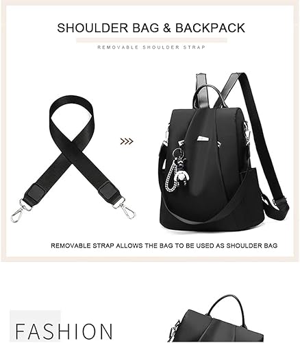 Miniatura 2 de Shaelyka Mochila pequeña y ligera de 3 maneras para mujer mochila antirrobo mochila de viaje resistente al agua Negro S Mochilas Daypack