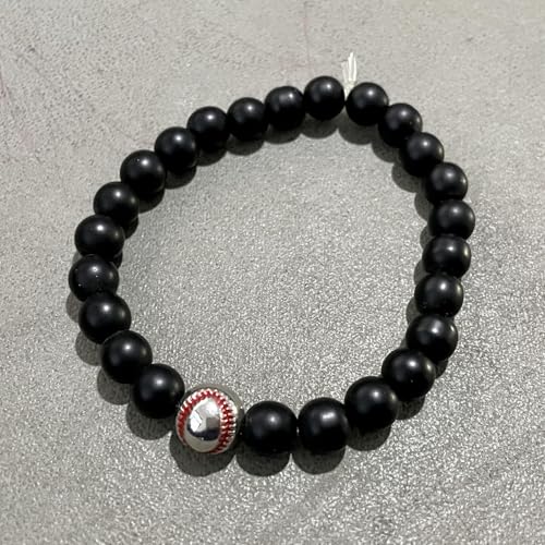 Image of Xusamss Fashion 8MM Matte Agate Beads Bracelet Cross Elastic Bracelet,7 1 /2 Wrist