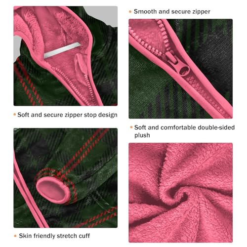 GuoChe Black Green Red Plaid Baby Girl Fleece Jacket3