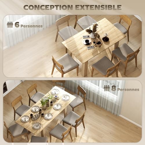 Table à Manger Extensible 6-8 Places Effet Bois HOMCOM