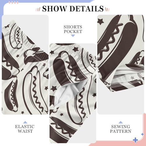 Hot Dog Boys Long Pants Soft Trousers Elastic Waist Kids Lounge Bottoms with Pockets S-XL4