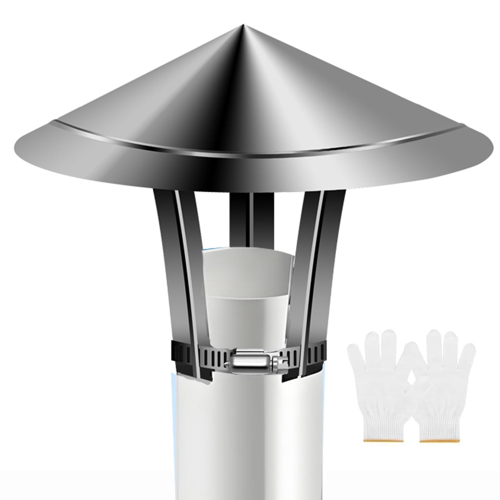 Sombrero Chimenea Acero Inoxidable Antilluvia y Antiviento