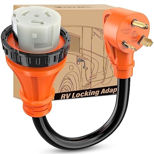 Image of Nilight RV Locking Adapter Cord 30Amp to 50Amp Pure Copper Heavy Duty Dog Bone Plug 10 Gauge Wire TT-30P SS2-50R 30M /50F Weatherproof for RVs Camper Caravan Van Trailer