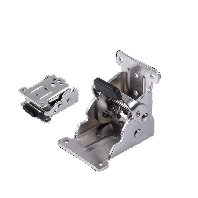Sliver Self Locking Foldable Hinges,Folding Table Leg Brackets,90 Degree Foldable Hinges for Furniture Table Bed Leg