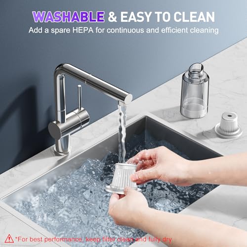 Image of KMM Handheld Car Vacuum Cleaner, 9000PA Vacuum Cleaner & Air Duster, 120W High Power Vacuum Portable Cordless, Hand Held Vacuum Rechargeable with Multi-Nozzles & LED Light for Home, Car, Office