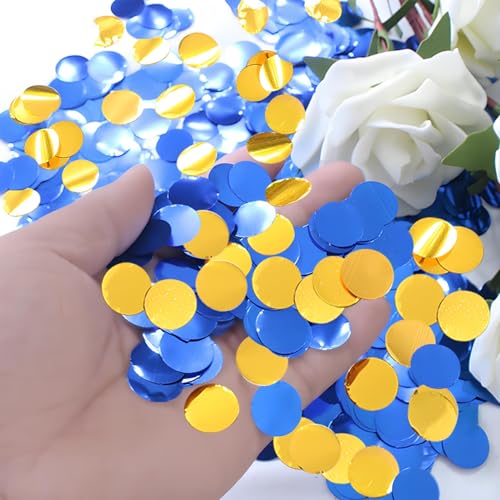 brzikwt Gold and Blue Round Foil Confetti Beautiful Metallic Table Confetti for Filling Balloons, Wedding,Birthday,Party,Festival Decoration(15000PCS) by brzikwt - Image 2