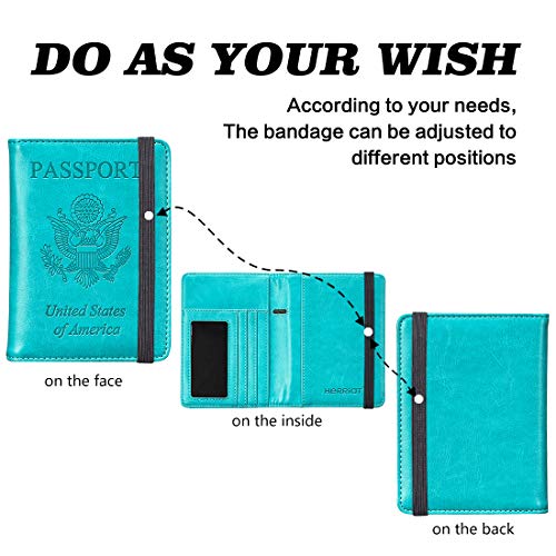 Herriat Leather Passport Holder Cover Case Rfid Blocking Travel Wallets Card Case For Women Men(Lake Blue) #TOP5