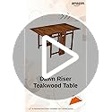 Image of Two-Side Folding Teakwood Table - Space-Saving Design, Sturdy Build, Adjustable Levelers, Multi-Purpose Dining, Work, Study, Easy Assemble, Compact Indoor Outdoor Use - DIY Model - Walnut - Dawnriser