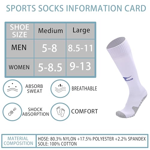 Men's football socks, knee high running pressure socks, training sports performance socks (1 Pair)2