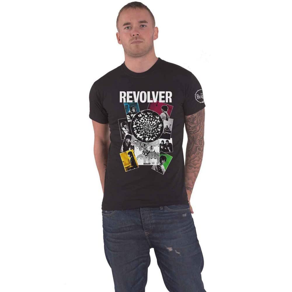 The Beatles T Shirt Revolver Studio Shots Band Logo Official Mens Black M