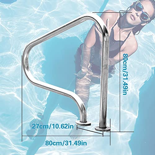 Barandilla Reforzada de Acero Inoxidable 304 para Piscinas, pasamanos para escaleras y Piscinas, barandillas de Seguridad fáciles de Instalar para jardín y Patio, Soporte Duradero de 1 mm de