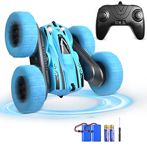 BONROB RC Voiture Télécommandée, 4WD Stunt Car Radiocommandée 360 Degrés Tourné Rotation Tournante, Véhicule de Compétition Rapide avec Batterie Rechargeable Jouet Auto Cadeau pour Enfants ,Azuré