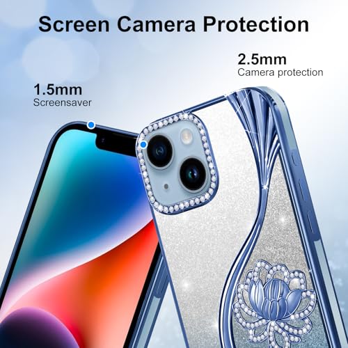 Coque iPhone 14 paillettes et fleurs finition premium - 4
