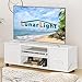 LunarLight テレビ台 幅109.5奥行28.6高さ36.8cm テレビボード ローボード コンセント付き 布製引き出し付き 多機能収納ボックス 収納棚板調整可能 32型 42型 55型テレビ適合 収納 組立簡単 工具不要 耐震転倒防止 耐荷重100kg (大理石調ホワイト)