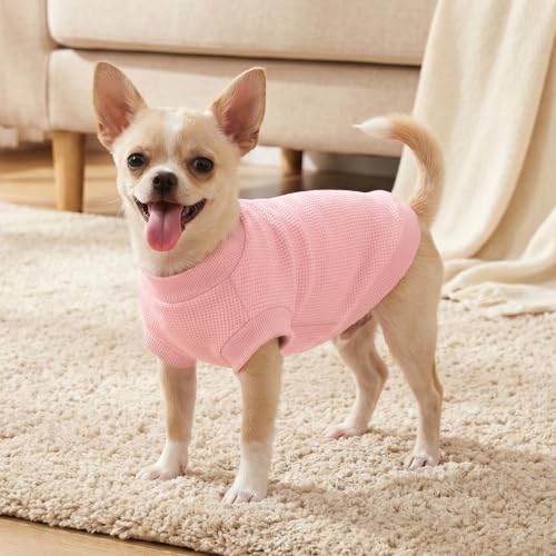 Image of 2 Pack Dog Shirt for Small Supplies Functional Waffle Dog Clothes Warm Soft Sweatshirt Outfit for Dogs Cats Pet Apparel