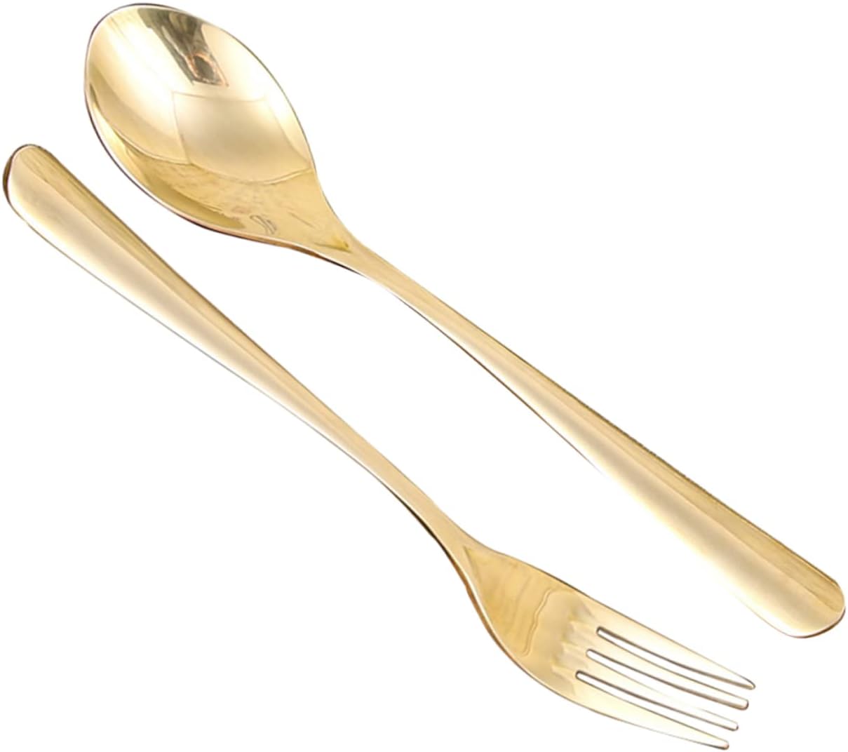 3sets Brass Dinnerware Handle Spoon and Fork Kit for Western Dining for Weddings Birthdays and Camping Portable and Tableware